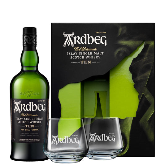 Islay Single Malt Scotch Whisky 10 Years Old - Ardbeg (0.7l - astuccio + bicchieri)