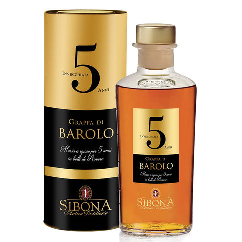 Grappa di Barolo Invecchiata 5 anni - Sibona (0.5l - astuccio a tubo)