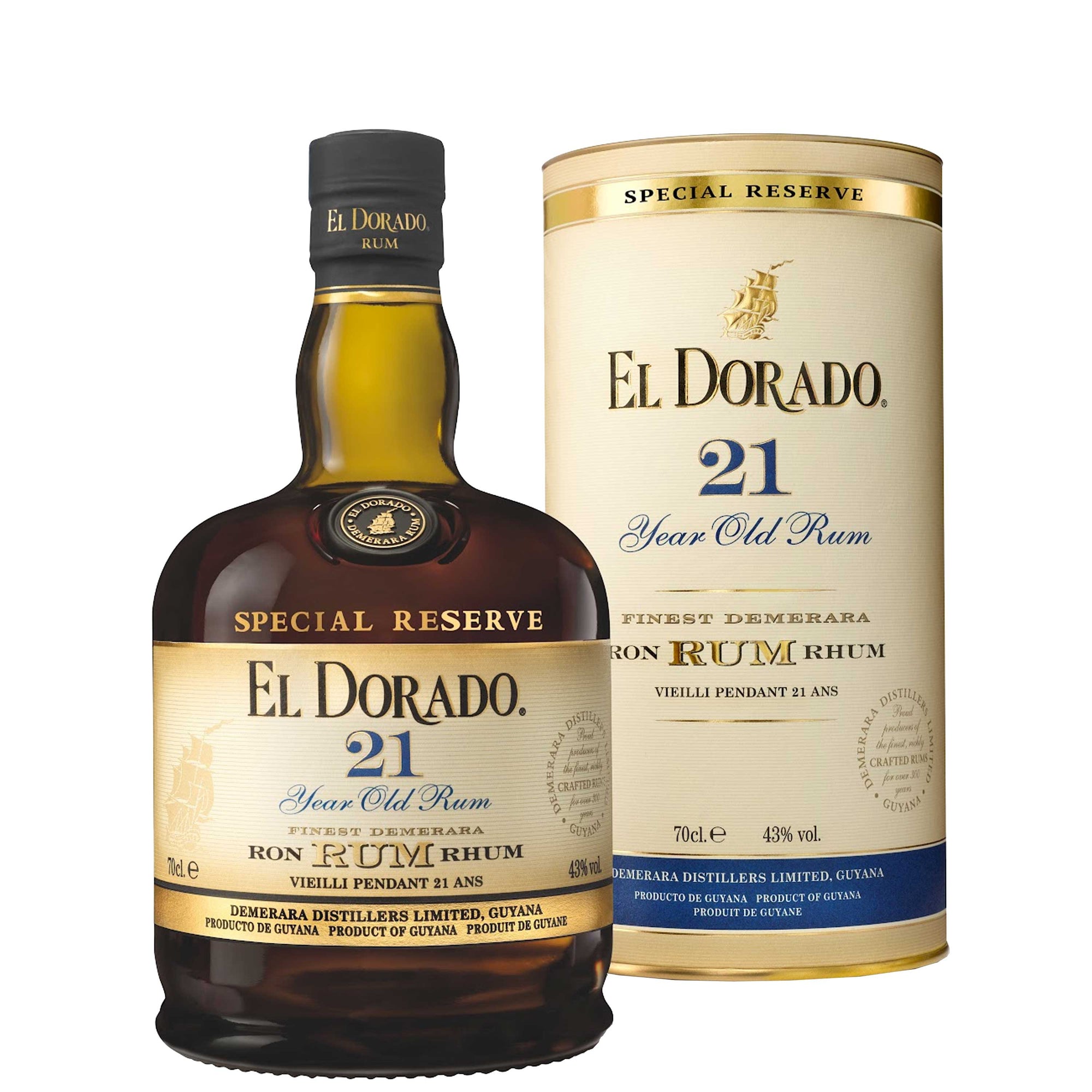 Finest Demerara Rum 21 years old "Special Reserve" - El Dorado (0.7l - astuccio a tubo)