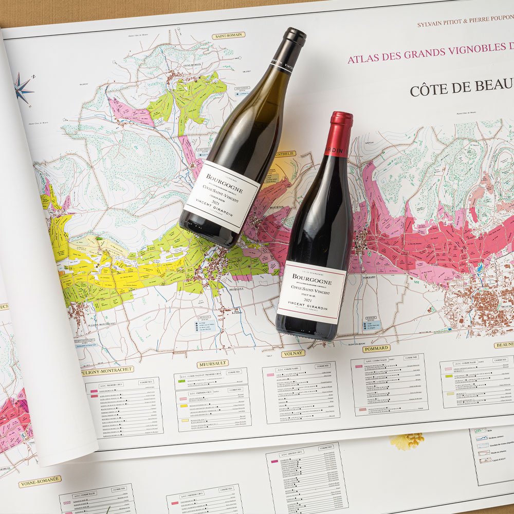 Bourgogne Blanc "Cuvée Saint Vincent" 2022 + Bourgogne Pinot Noir Cuvée Saint Vincent 2022 - Vincent Girardin + 2 Mappe Vinicole
