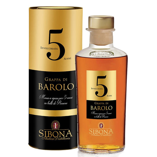 Grappa di Barolo Invecchiata 5 anni - Sibona (0.5l - astuccio a tubo)