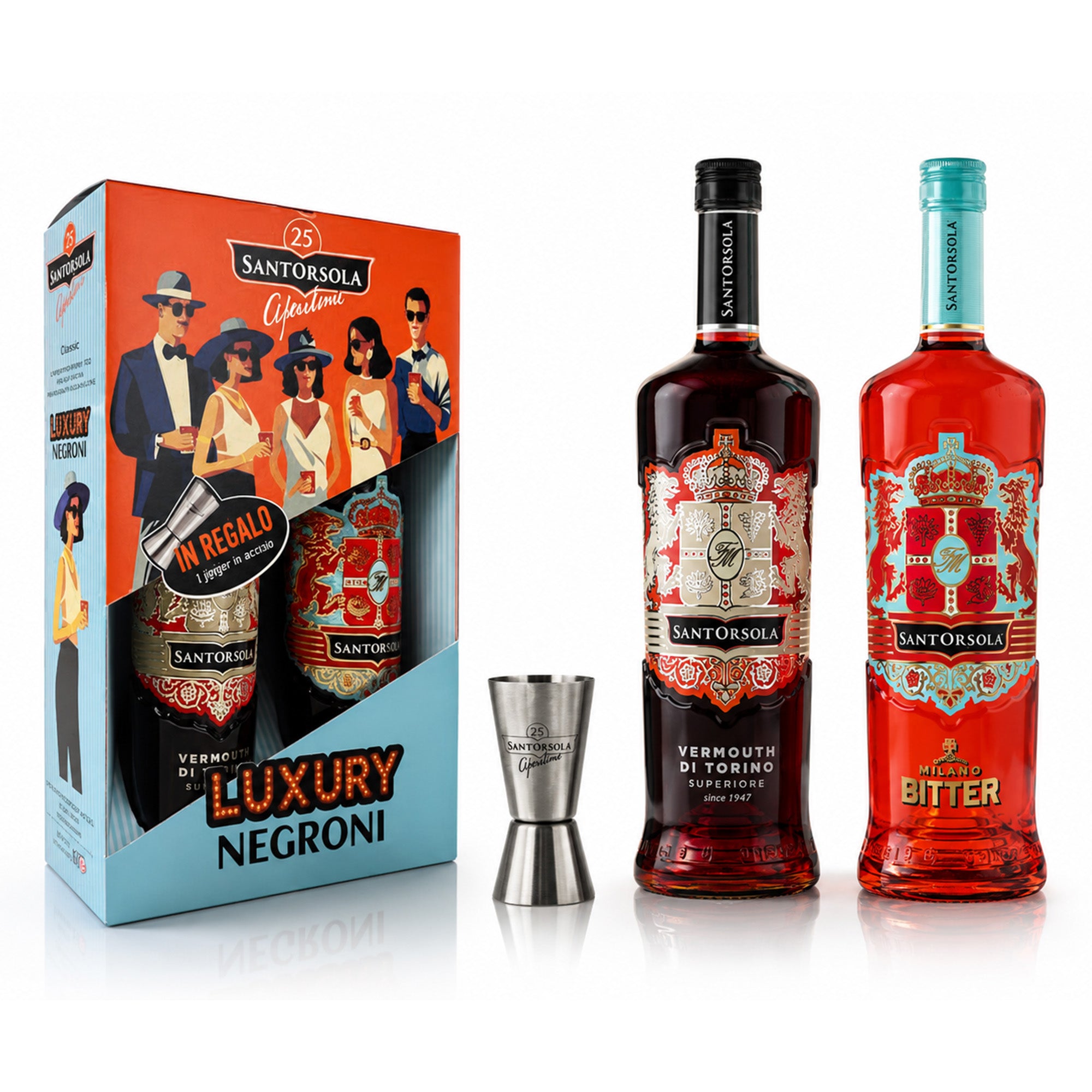Luxury Negroni (Vermouth Rosso + Bitter Rosso) - Sant'Orsola (gift box con jigger)