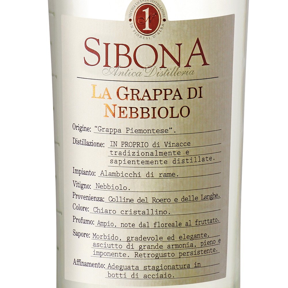 Grappa di Nebbiolo - Sibona (0.5l)