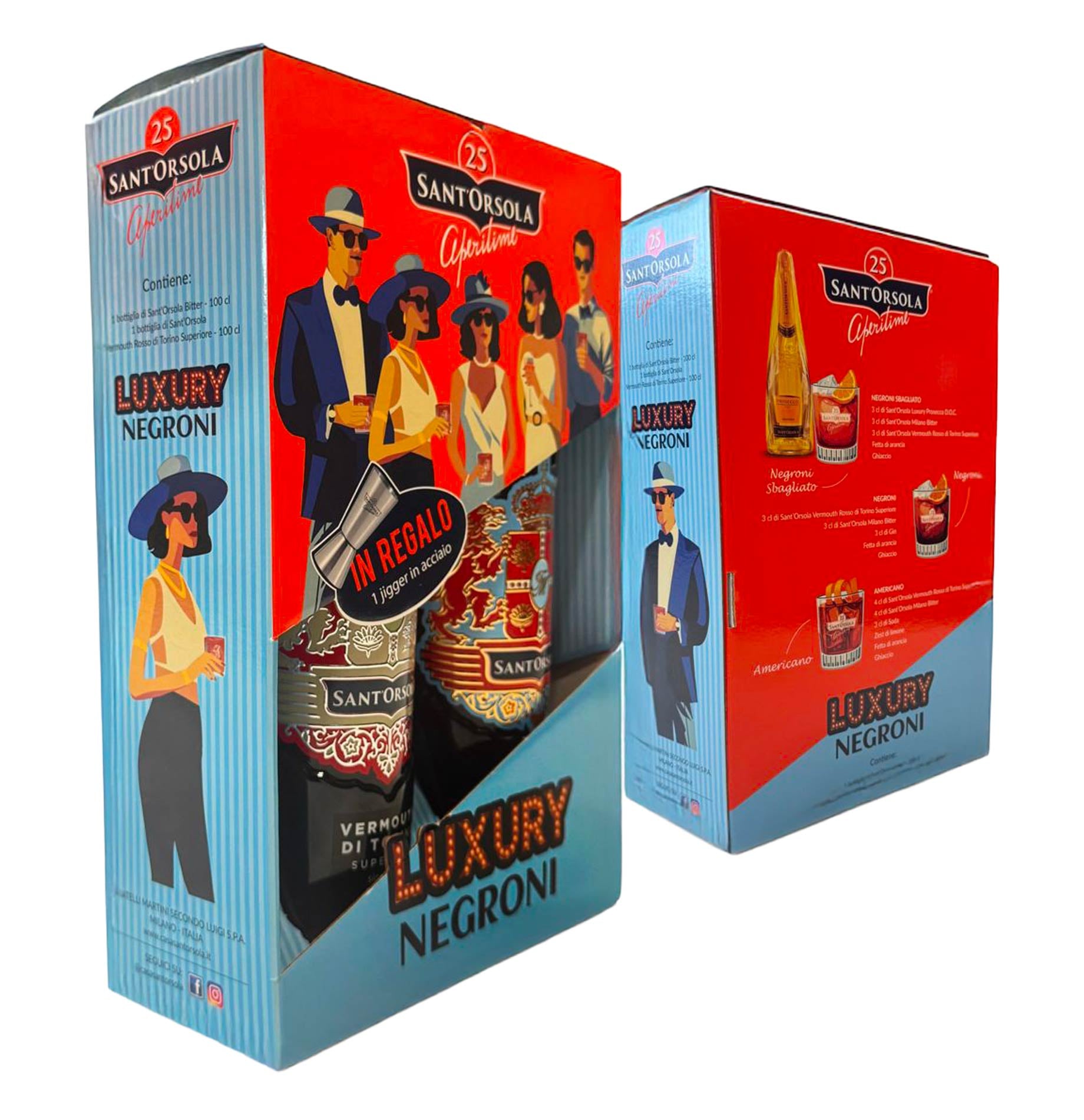 Luxury Negroni (Vermouth Rosso + Bitter Rosso) - Sant'Orsola (gift box con jigger)